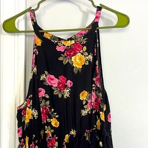 Torrid Black Floral Dress with Pink and Gold Accents Sz 2XL